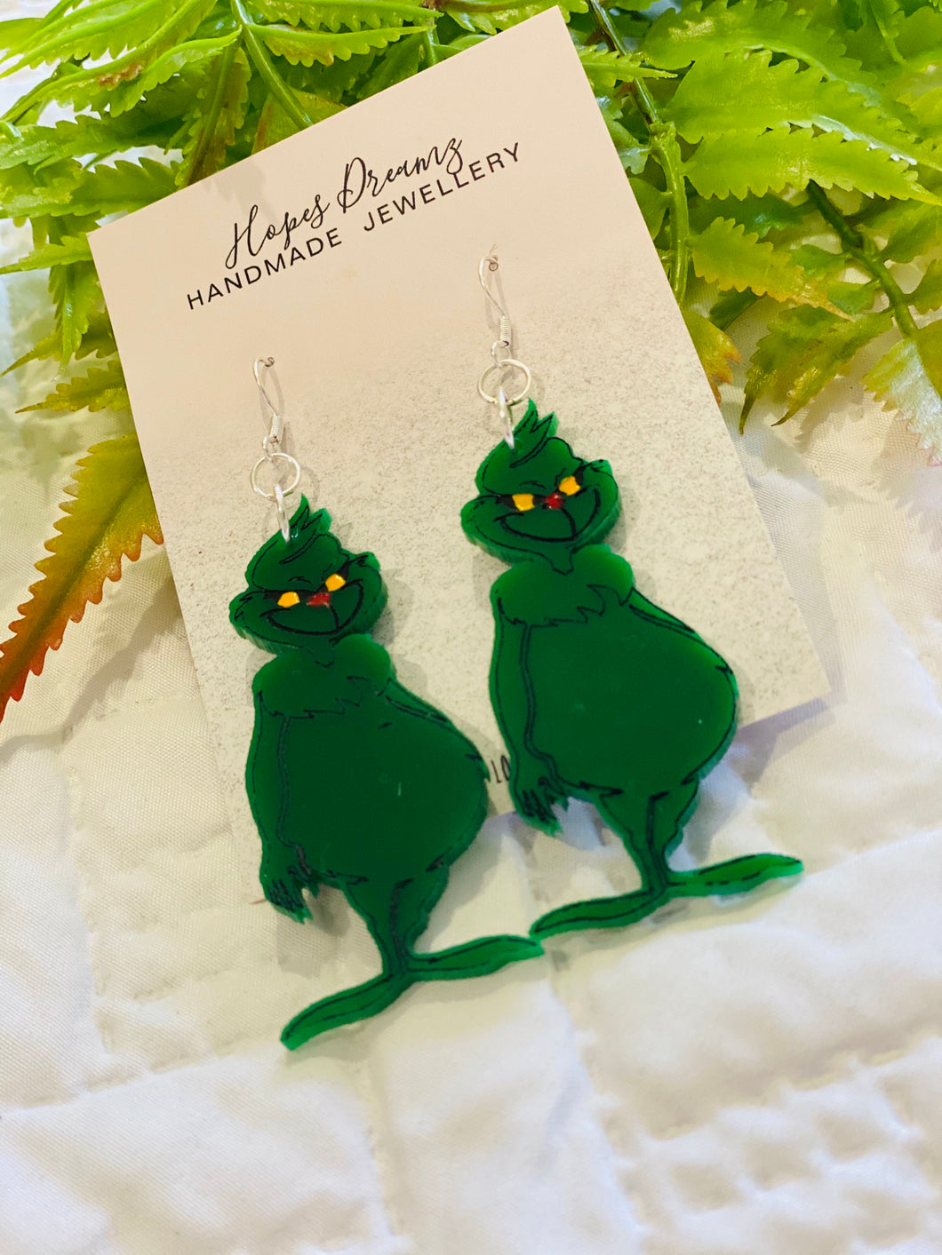 Grinch dangly earings
