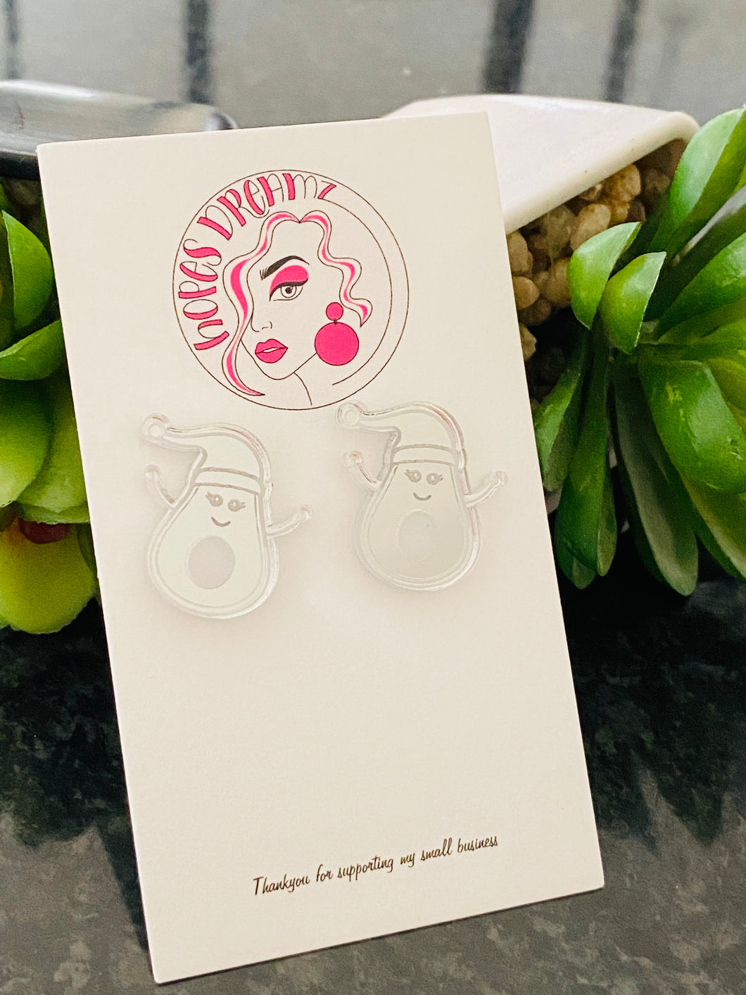 Silver mirror avocado stud