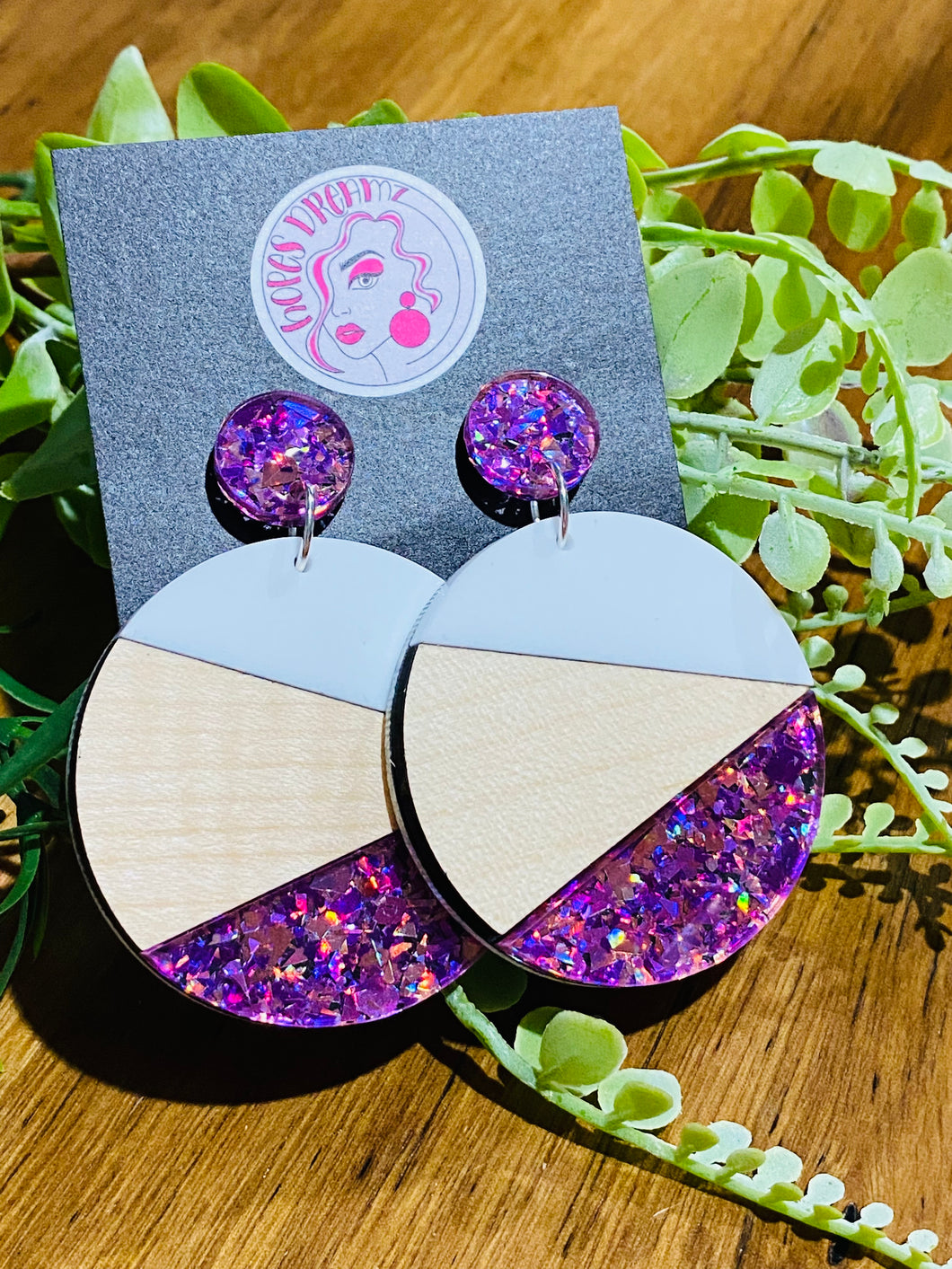 Round mix glitter trio drop (WWP) purple