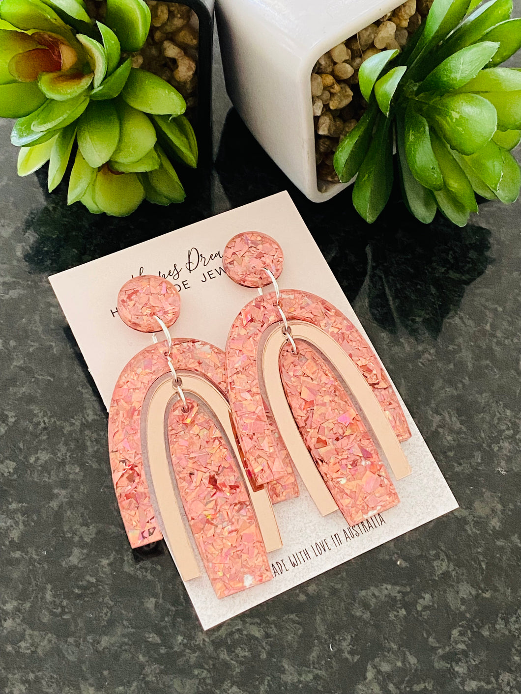 Rose gold rainbow dangle