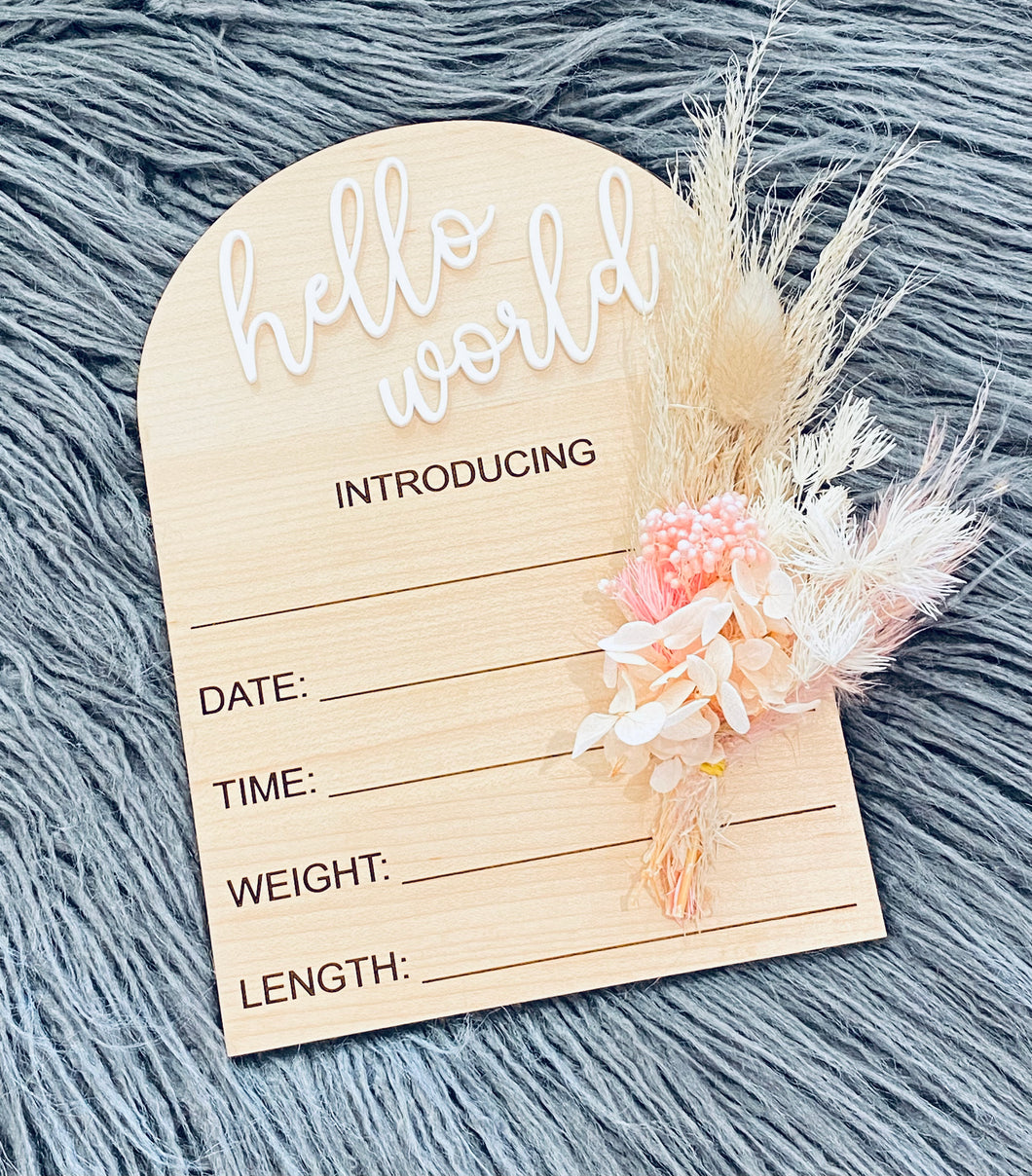 Floral hello world birth announcement