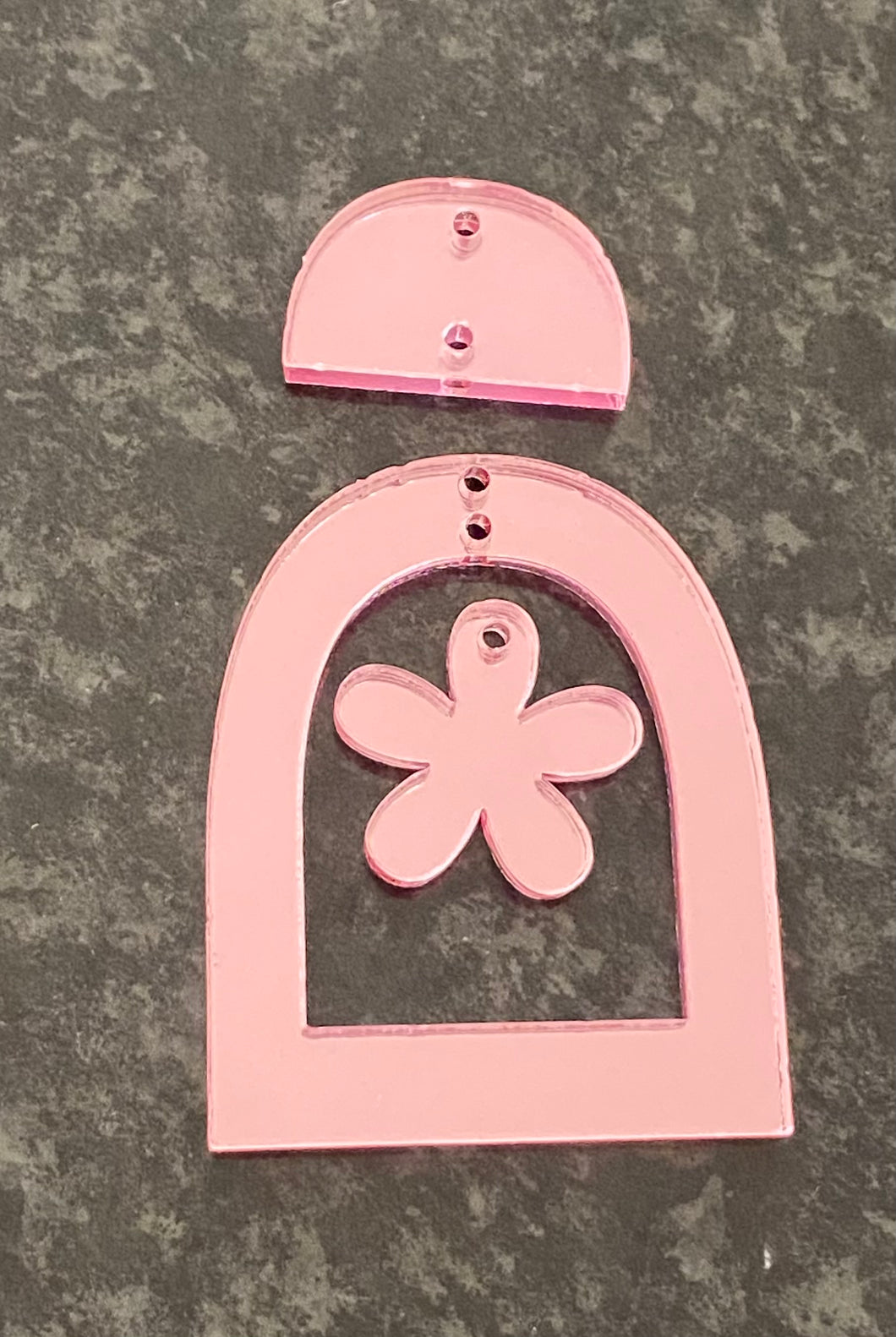 Pink mirror flower arch