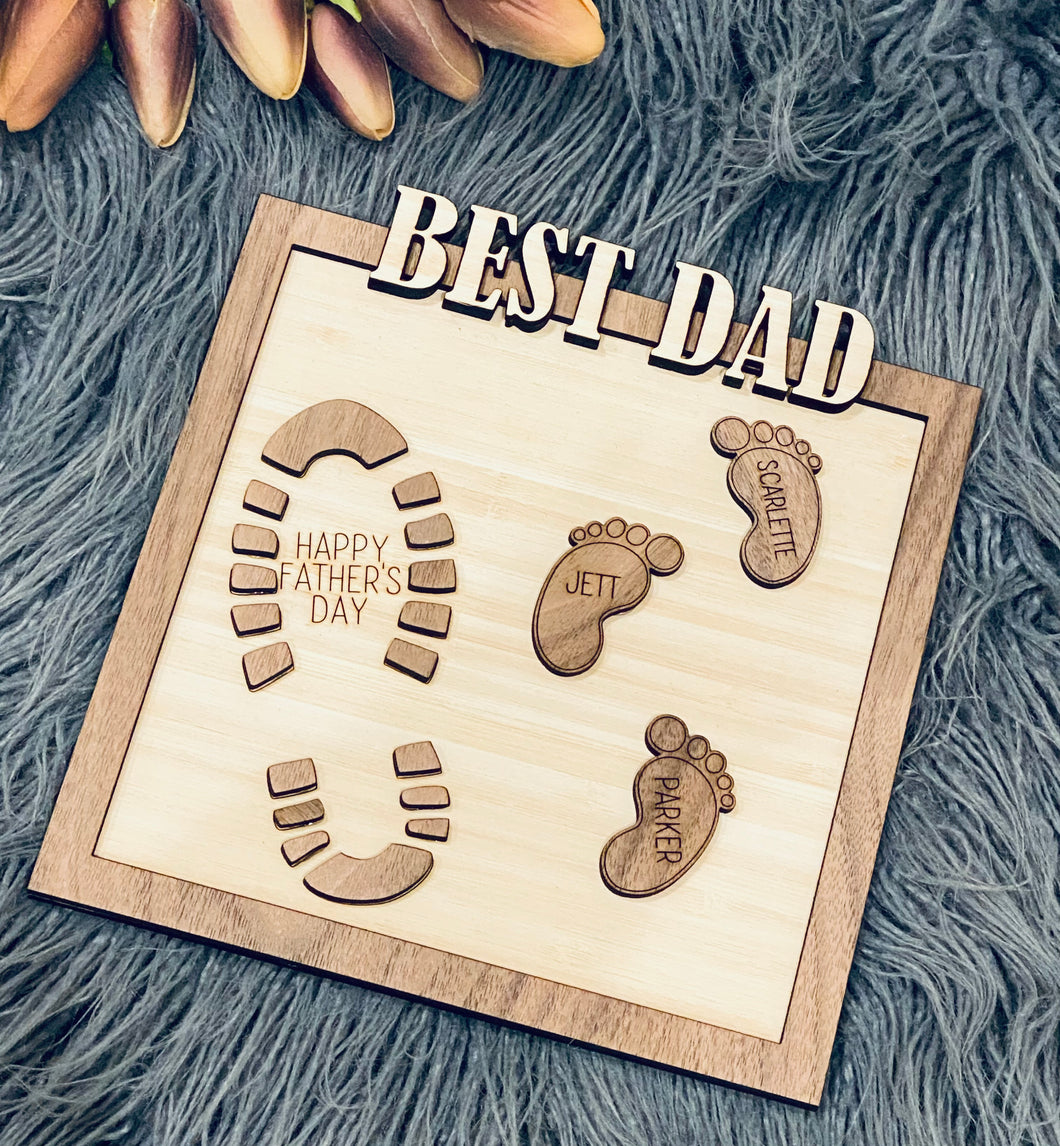 Best dad footprint plaque