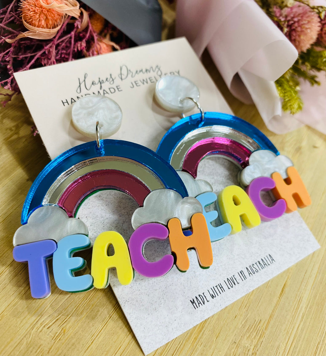 Rainbow teach earrings