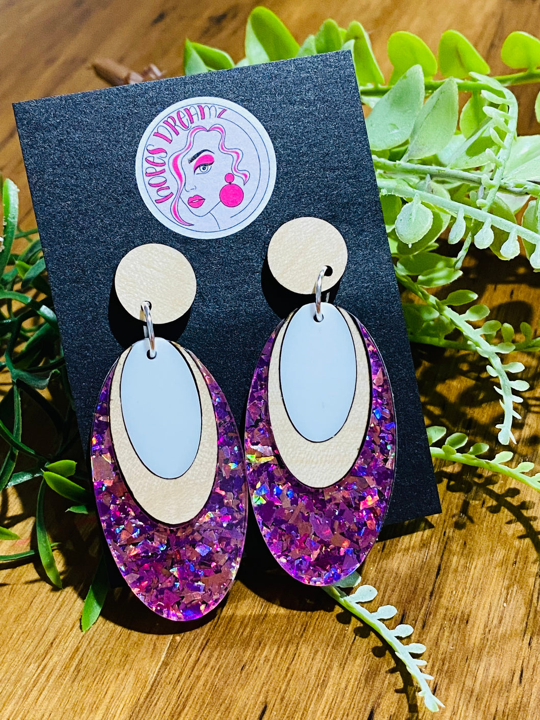 Purple Glitter multi oval