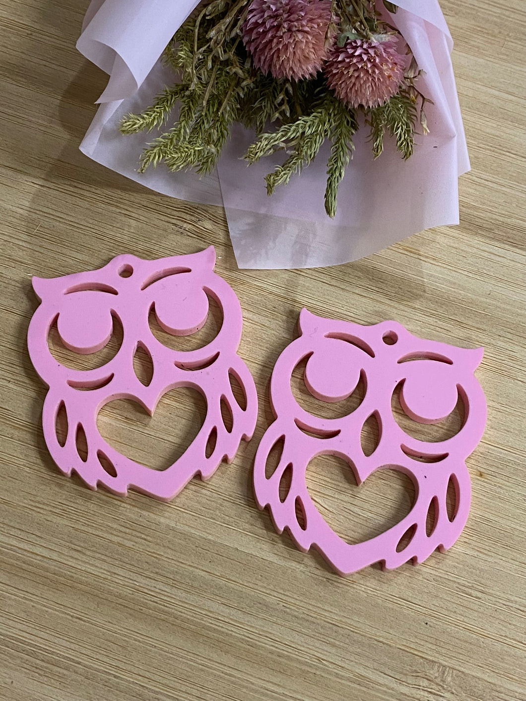 Pink heart owl