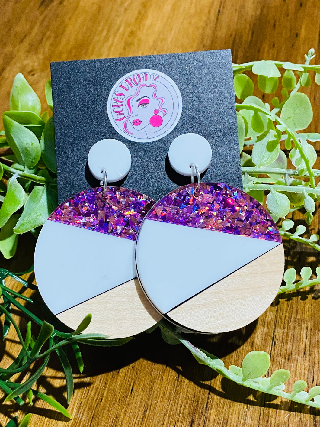 Round mix glitter trio drop (PWW) purple