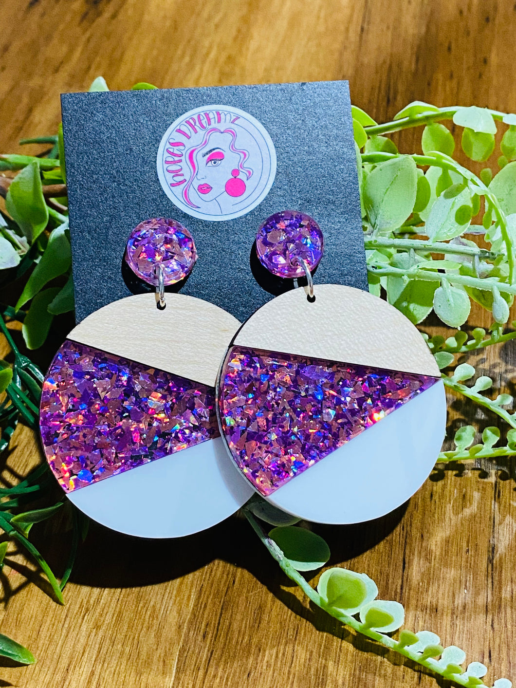 Round mix glitter trio drop (WPW) purple